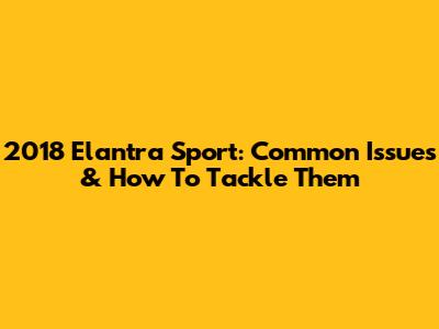 2018 Elantra Sport: Common Issues & How To Tackle Them