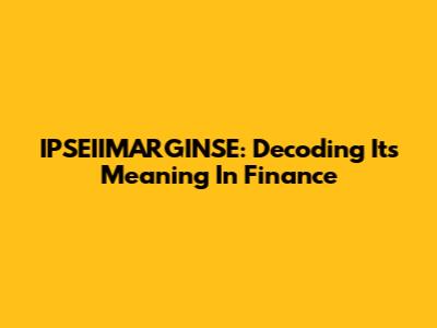 IPSEIIMARGINSE: Decoding Its Meaning In Finance