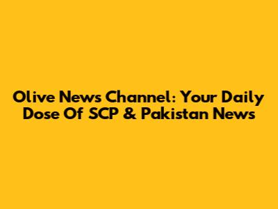 Olive News Channel: Your Daily Dose Of SCP & Pakistan News
